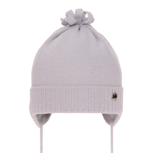 Bonnet automne/printemps fille, grise, avec liens, Oliwka