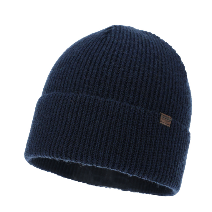 Bonnet d'hiver homme, bleu marine, avec laine mérinos, Korins
