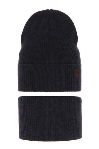Ensemble automne/printemps garçon: bonnet et snood, avec coton, bleu marine, Dragon