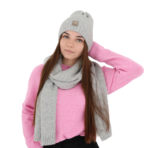Bonnet d'hiver femme, hiver, gris foncé, avec laine mérinos, Benedetta