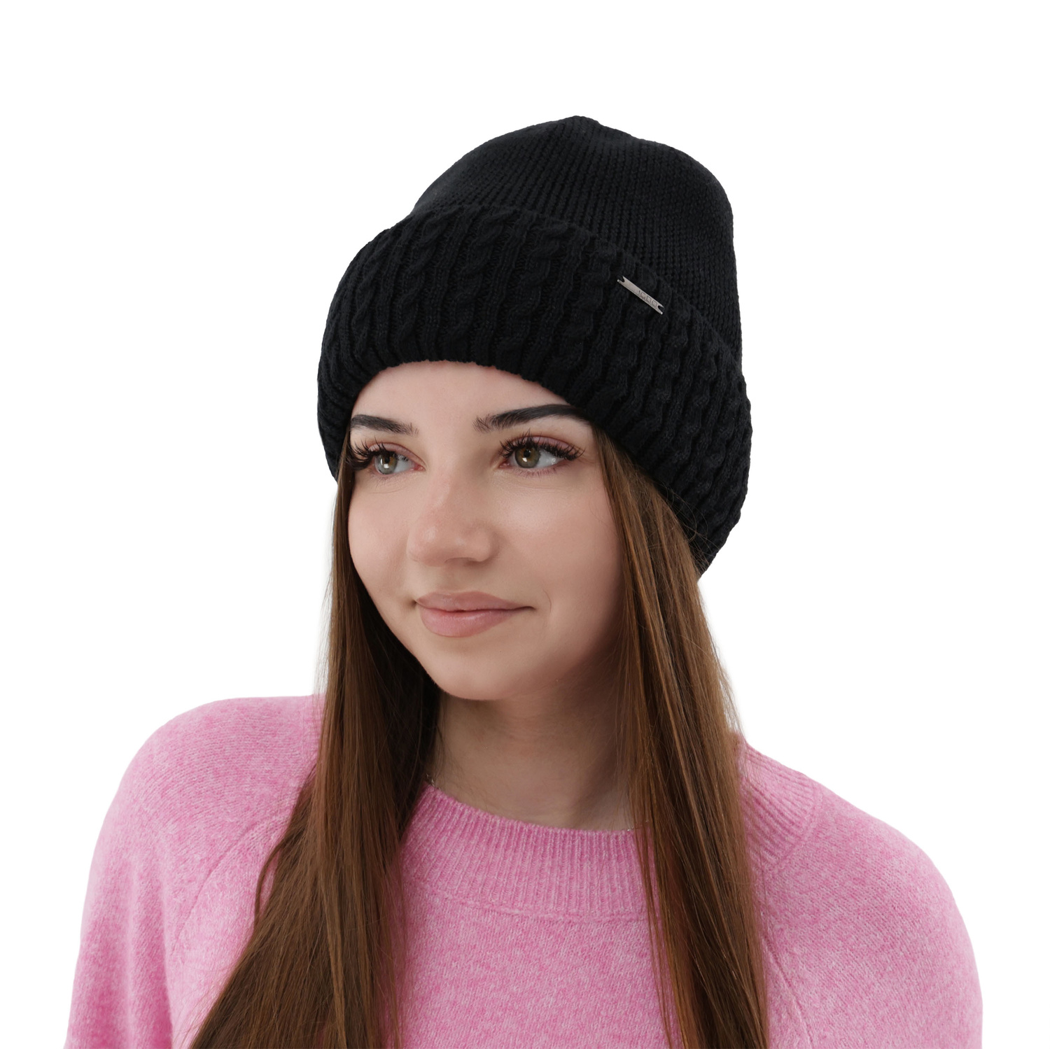 Bonnet d'hiver femme, hiver, rose, avec laine mérinos, Febe