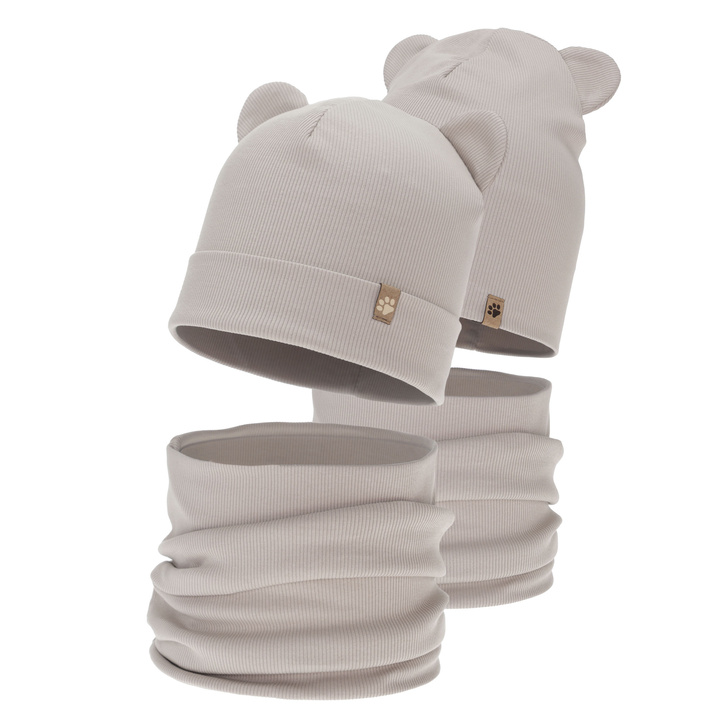 Ensemble automne/printemps garçon: bonnet et snood, beige, Farim