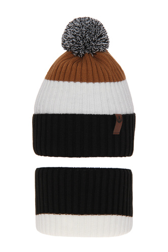 Ensemble d'hiver garçon: bonnet et snood, noir, Karson