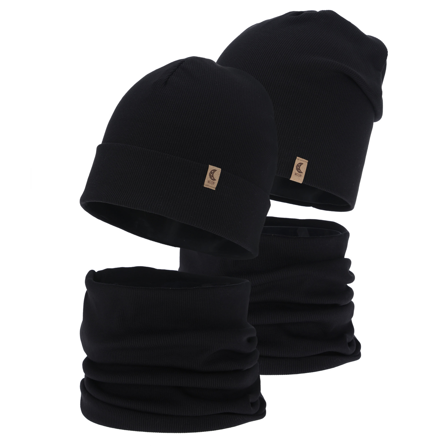 Ensemble automne/printemps fille: bonnet et snood, coton, noir, Bravura