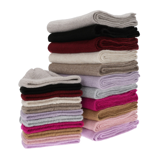 Ensemble d'hiver femme: bonnet et écharpe, rose, avec laine mérinos, Seala