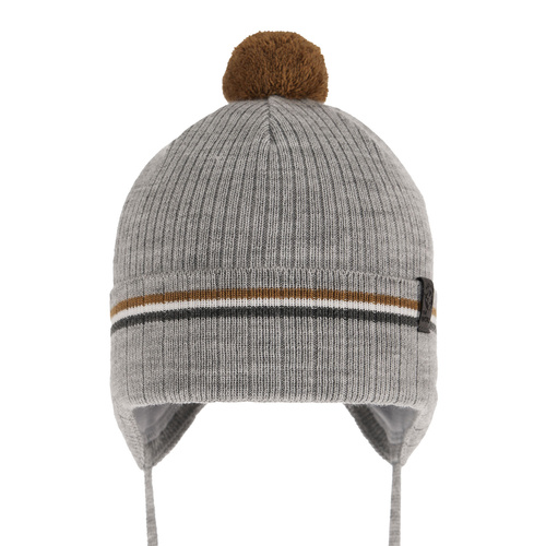 Bonnet automne/printemps garçon, gris, avec pompon, Vesper