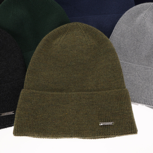 Bonnet d'hiver homme, vert, avec laine mérinos, Memfis