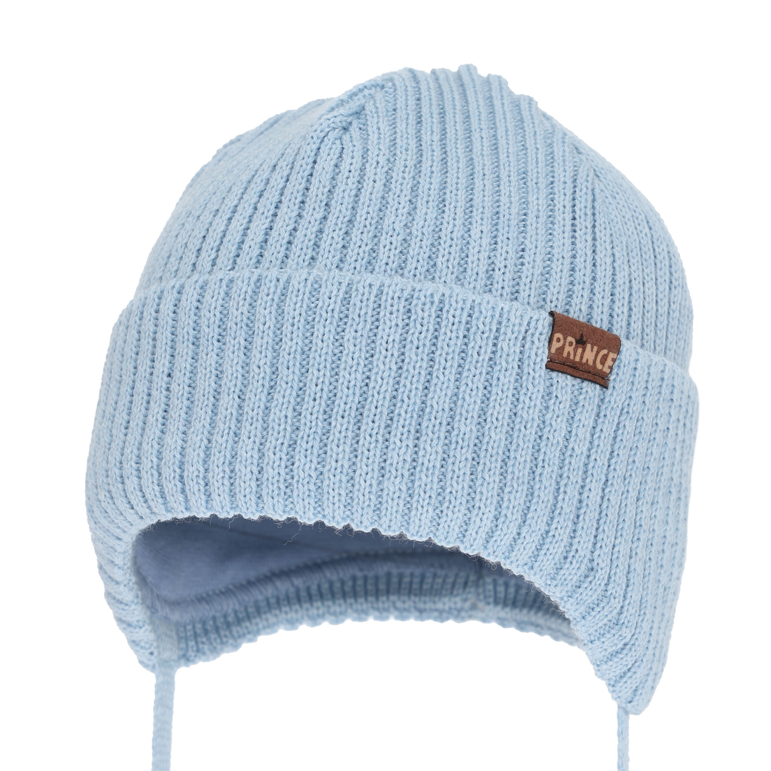 Bonnet d'hiver garçon, avec liens, avec laine mérinos, bleu clair, Puser