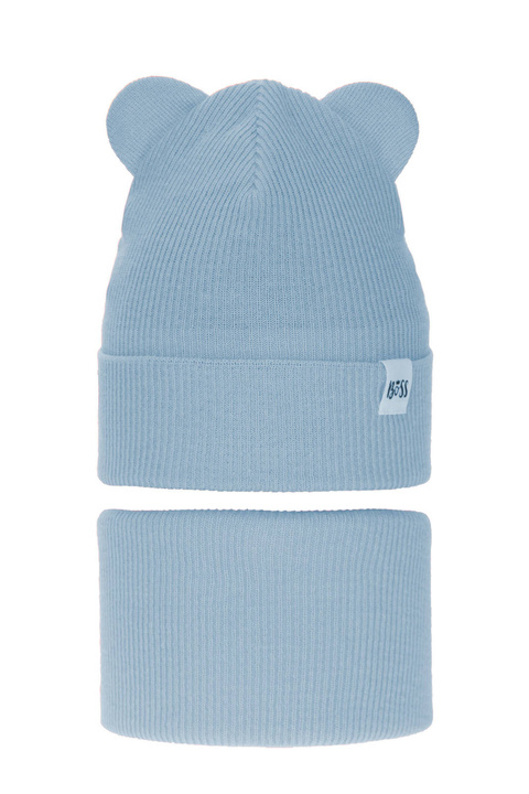 Ensemble automne/printemps fille: bonnet et snood, avec coton, bleu, Kajra