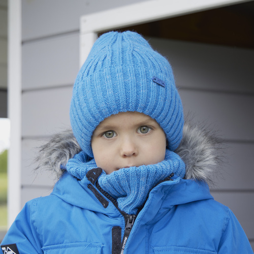 Ensemble d'hiver garçon: bonnet et snood, bleu, Zeno