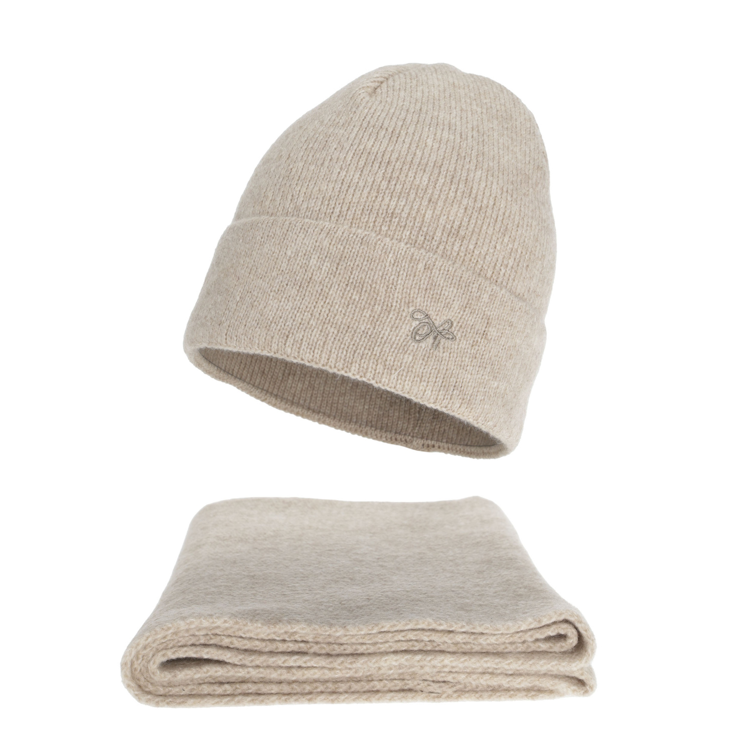 Ensemble d'hiver femme: bonnet et écharpe, beige, Rava