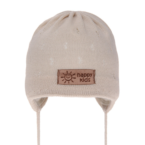 Bonnet automne/printemps garçon, beige, avec liens, Bobi