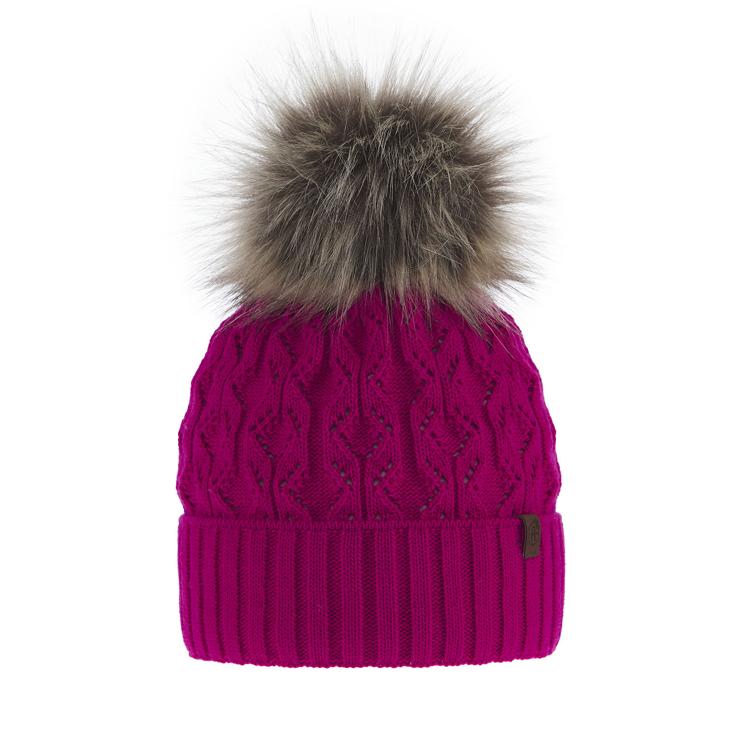 Bonnet d'hiver femme, rose, avec pompon, Katty