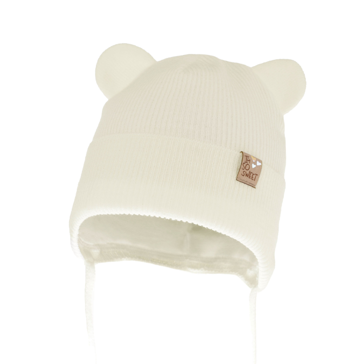 Bonnet automne/printemps fille, crème, avec liens, Noemi