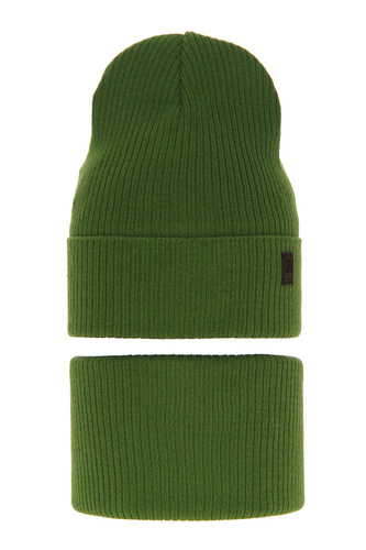 Ensemble automne/printemps garçon: bonnet et snood, avec coton, vert, Dragon