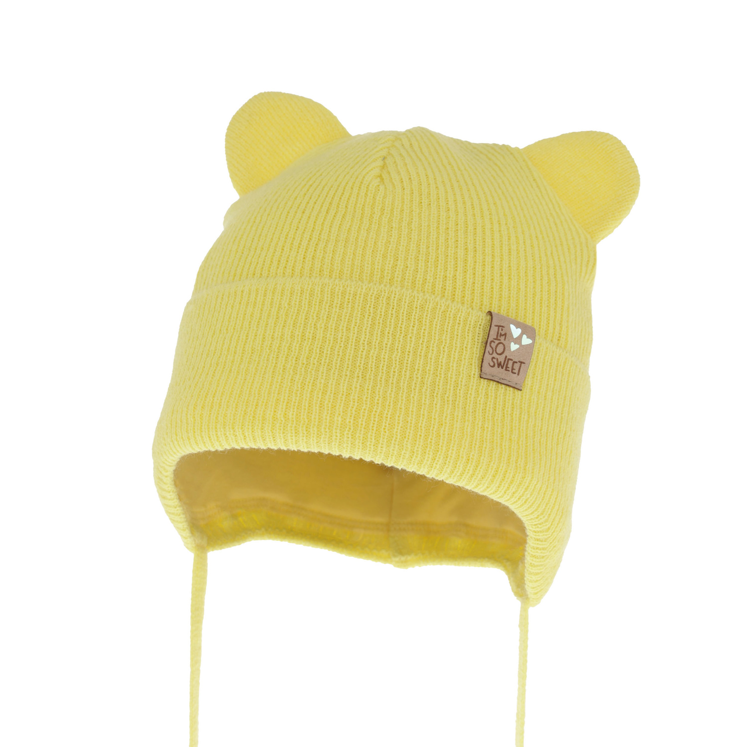 Bonnet automne/printemps fille, jaune, avec liens, Noemi