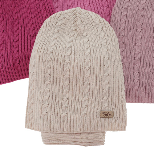 Ensemble automne/printemps fille: bonnet et snood, rose, avec coton, Ordesa