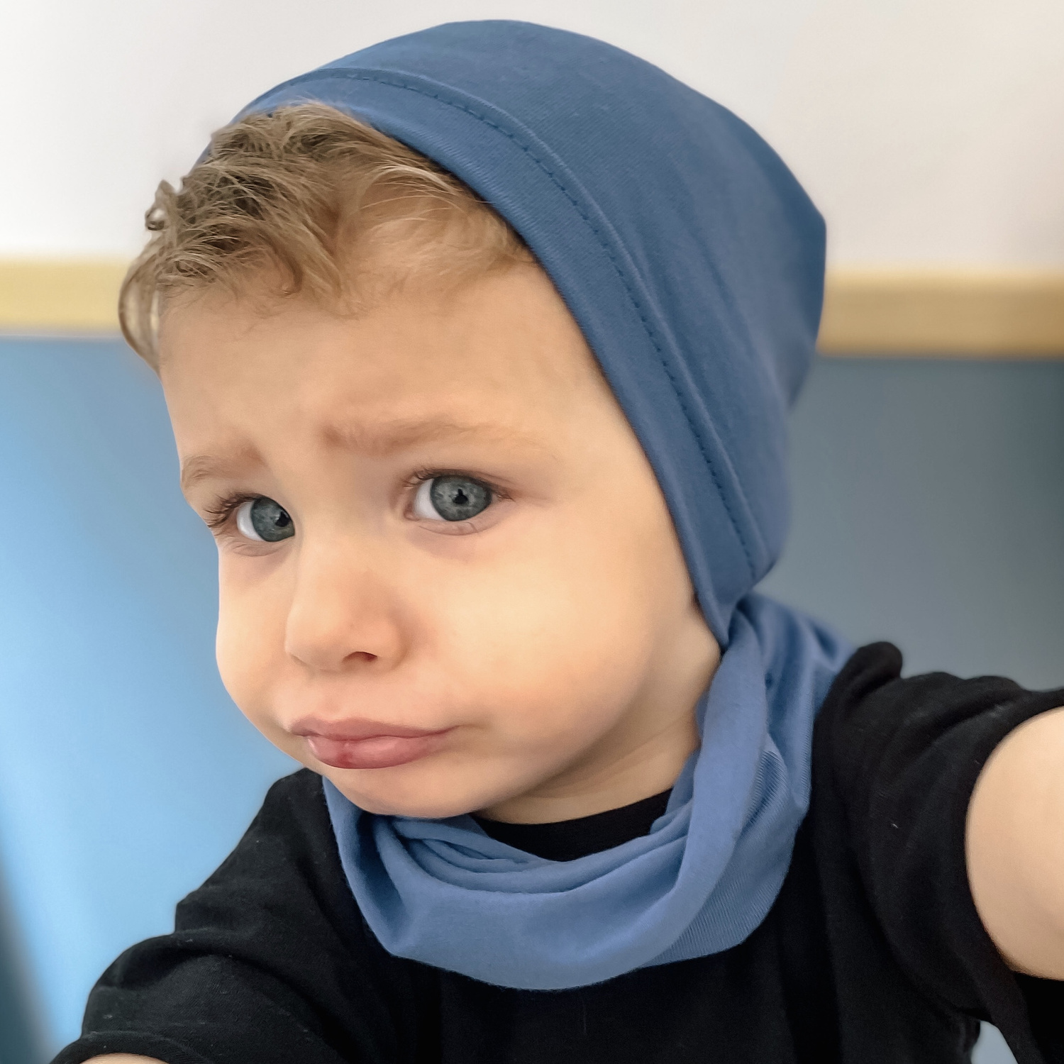 Ensemble automne/printemps garçon: bonnet et snood, miel, en coton, Hazel