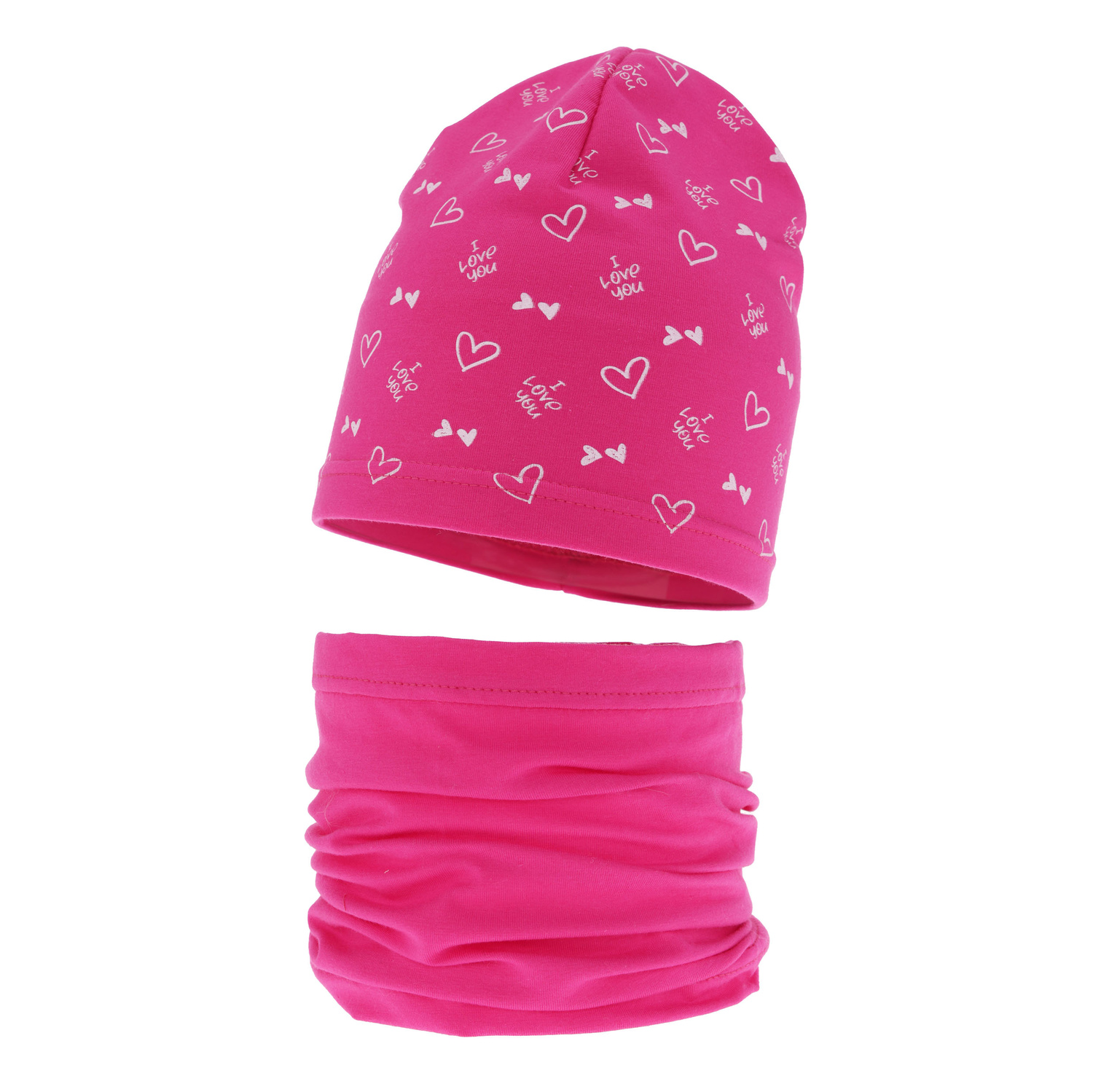 Ensemble automne/printemps fille: bonnet et snood, amarante, en coton, Lovena