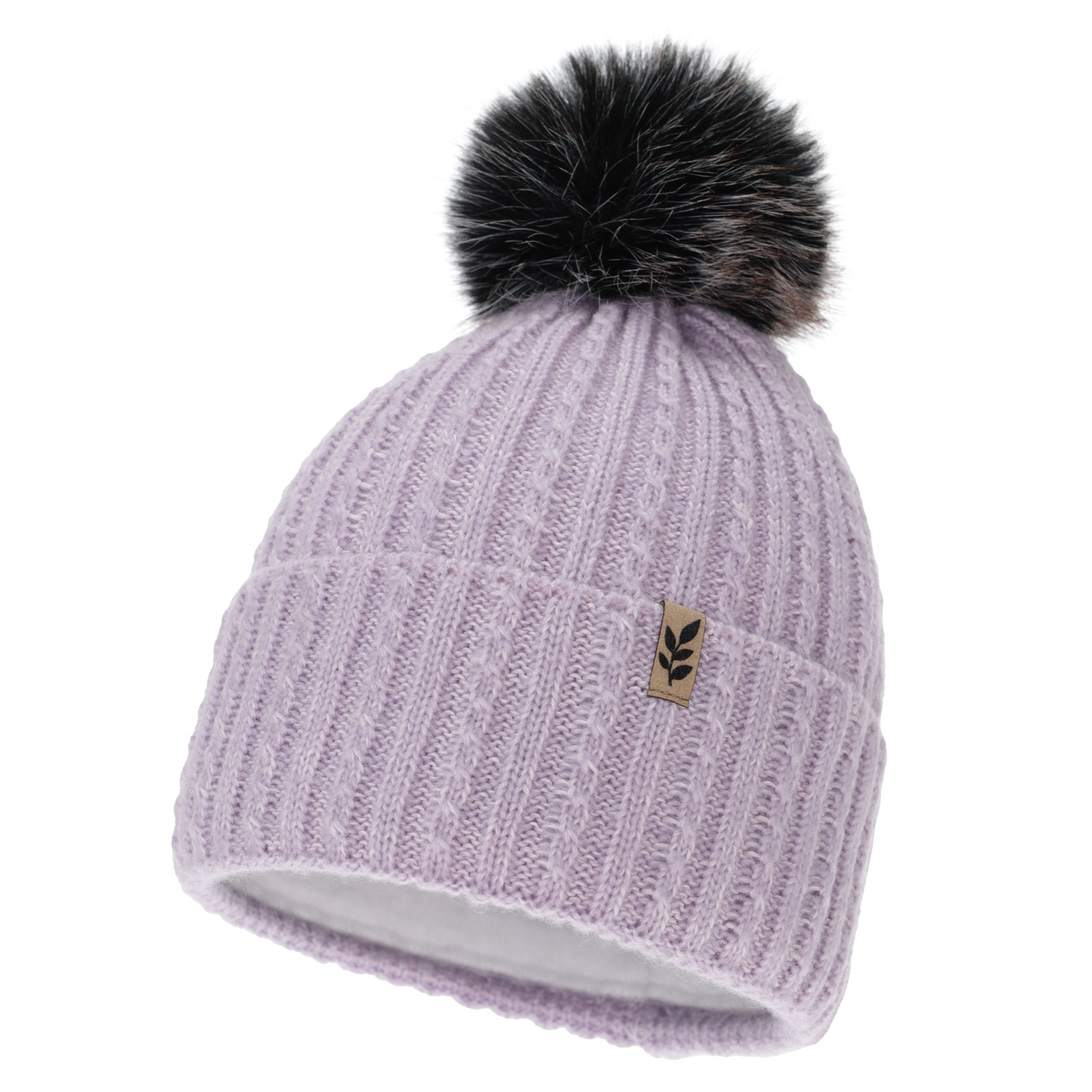 Bonnet d'hiver femme, violet, avec pompon, Calista