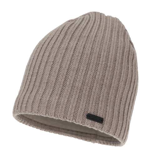 Bonnet d'hiver femme, beige foncé, avec laine mérinos, Soletta