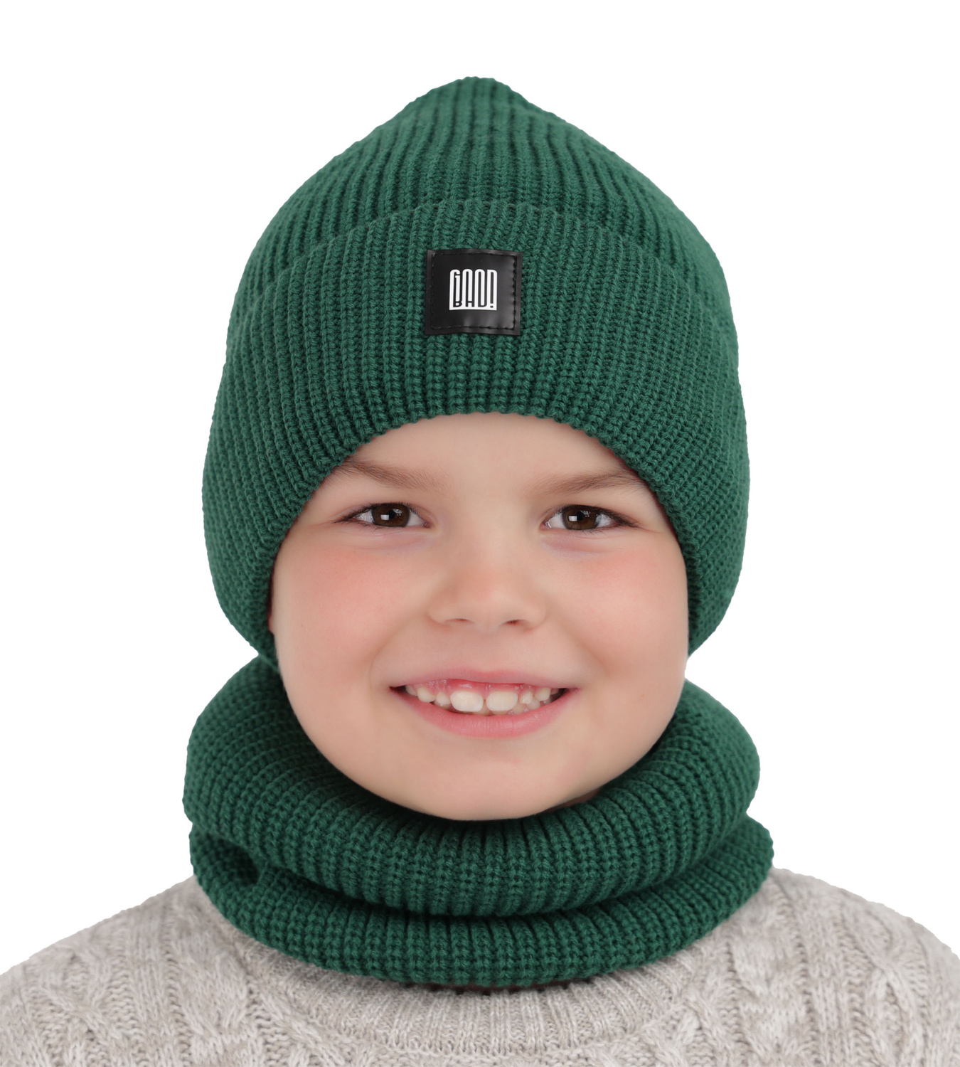 Ensemble d'hiver garçon: bonnet et snood, bleu foncé, Amadeo