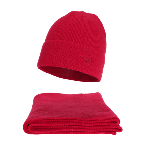 Ensemble d'hiver femme: bonnet et écharpe, rouge, Rava