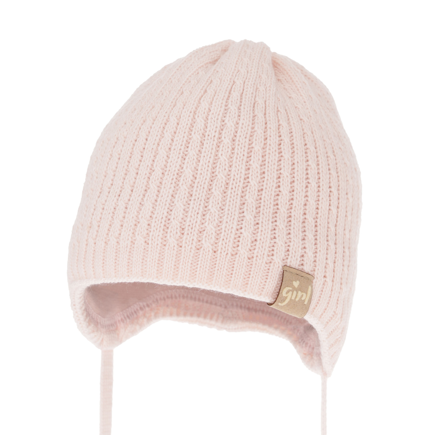 Bonnet automne/printemps fille, rose clair, avec liens, Cheri