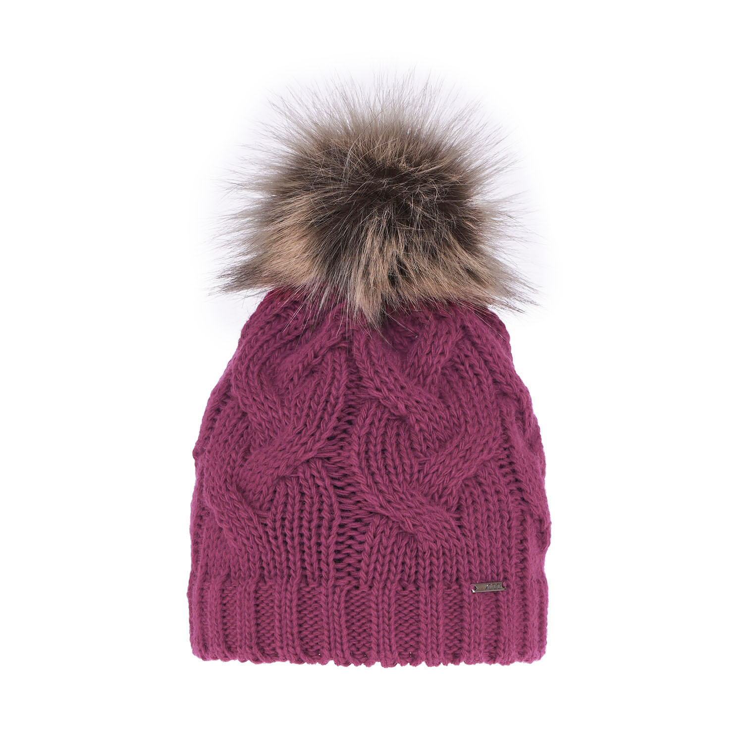 Bonnet d'hiver femme, rose, avec pompon, Terri