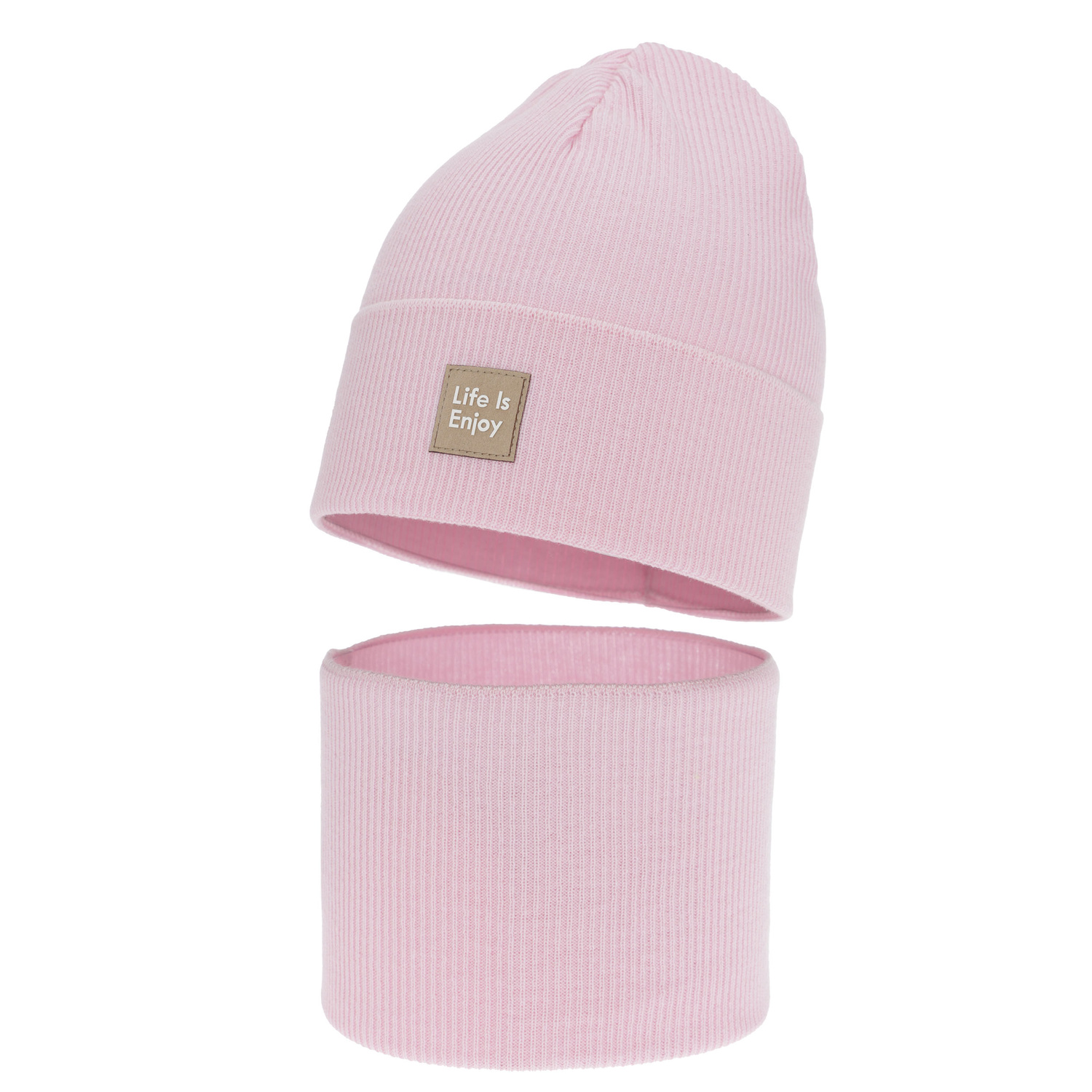 Ensemble automne/printemps fille: bonnet et snood, avec coton, rose, Zola