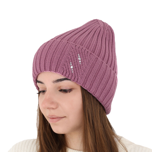 Bonnet d'hiver femme, rose, avec laine mérinos, Ariga