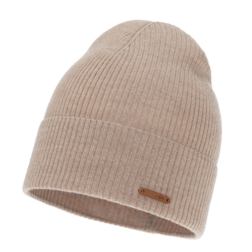 Bonnet automne/hiver femme, beige, 100% Laine Mérinos, Flerra
