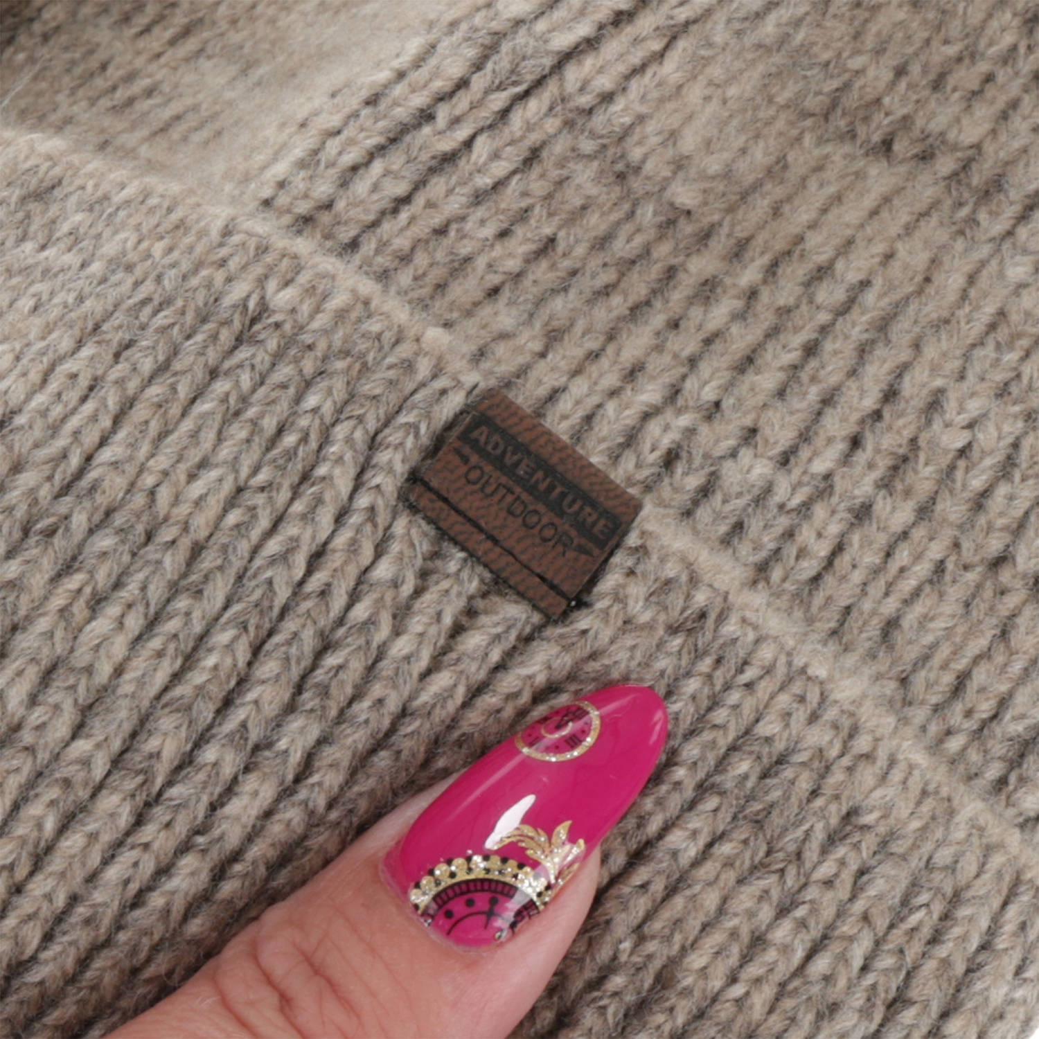 Bonnet d'hiver homme, beige, avec laine mérinos, Korins