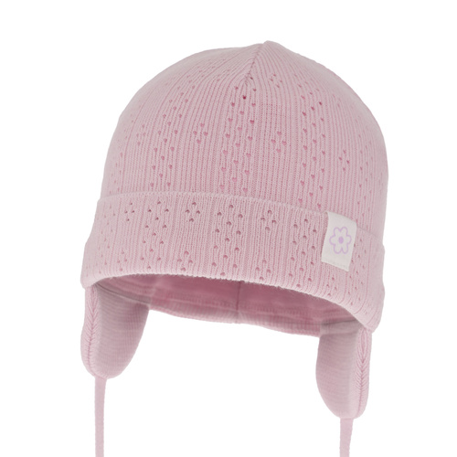 Bonnet automne/printemps fille, lilas, avec liens, Lucrezia