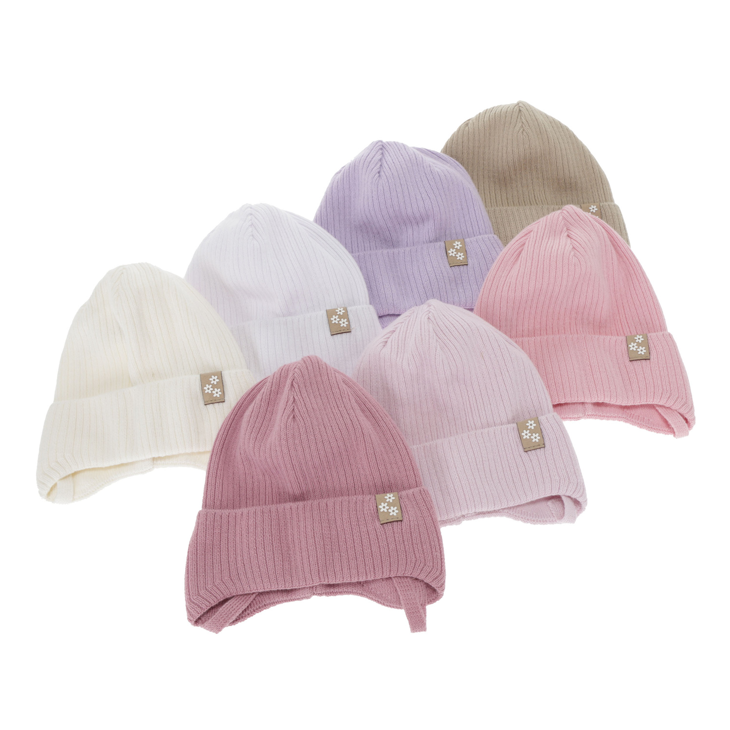 Bonnet automne/printemps fille, beige, avec liens, 100% coton, Lunara