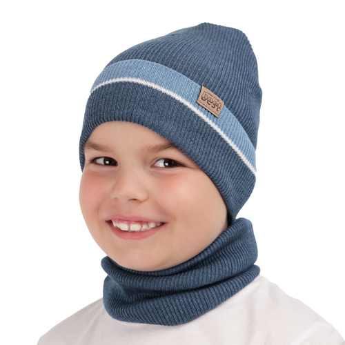 Ensemble automne/printemps garçon: bonnet et snood, avec coton, beige, Antonio