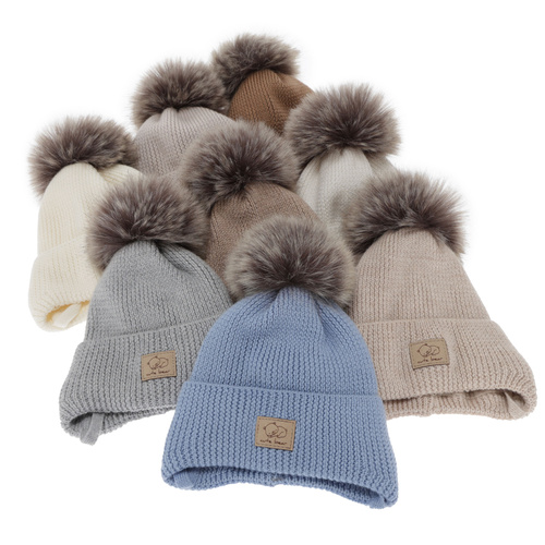 Bonnet d'hiver garçon, bleu ciel, avec liens, 100% Laine Mérinos, Jergen