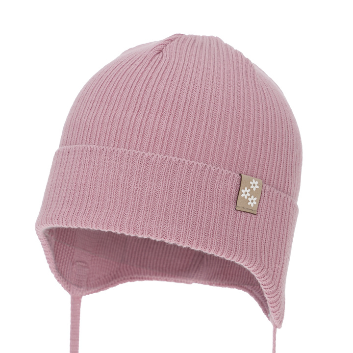 Bonnet automne/printemps fille, couleur bruyère, avec liens, 100% coton, Lunara