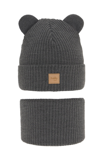 Ensemble d'hiver garçon: bonnet et snood, gris foncé, Michael