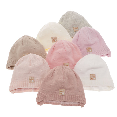 Bonnet automne/printemps fille, rose, avec liens, Celine