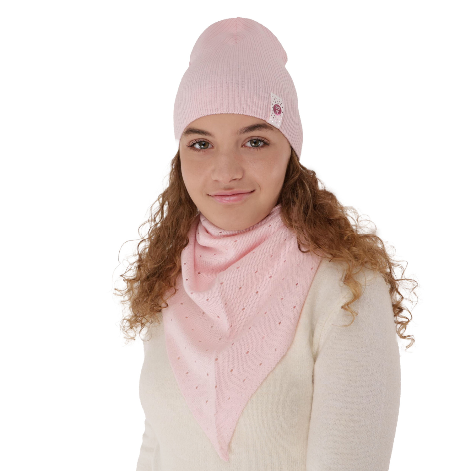 Ensemble automne/printemps fille: bonnet et foulard, jaune, Blanche