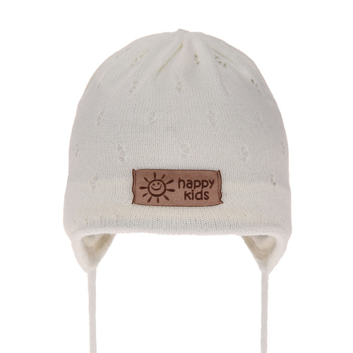 Bonnet automne/printemps garçon, crème, avec liens, Bobi