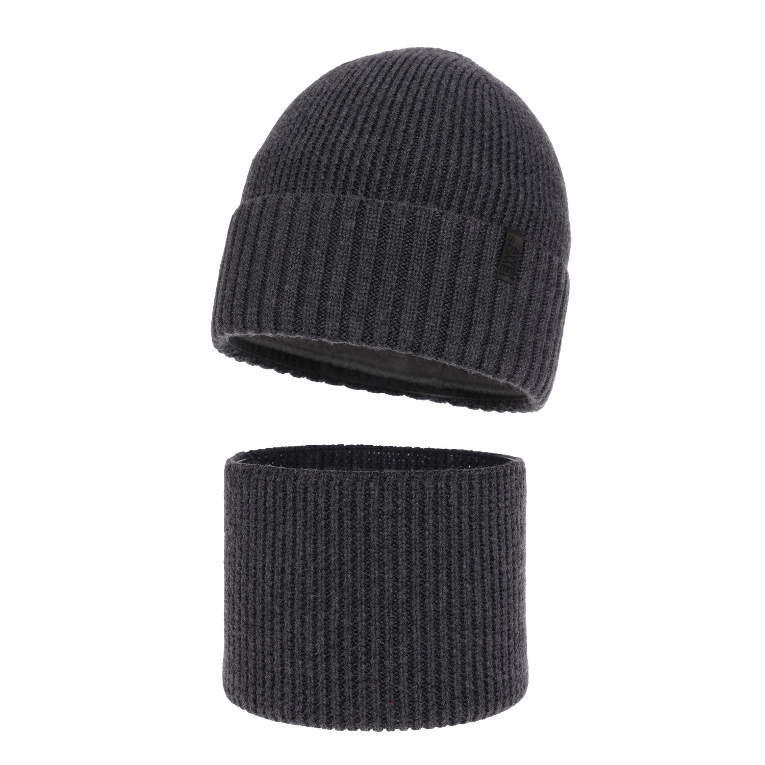 Bonnet et snood pour garçon, ensemble d'hiver, 100% Laine Mérinos, avec doublure en laine mérinos, gris Harbin