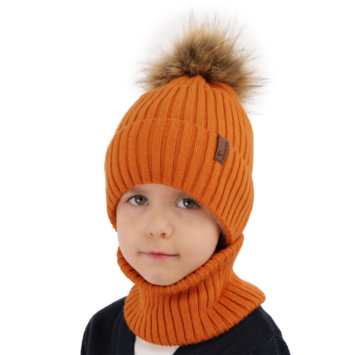 Bonnet d'hiver garçon, avec pompon, komin, gris, Onyks