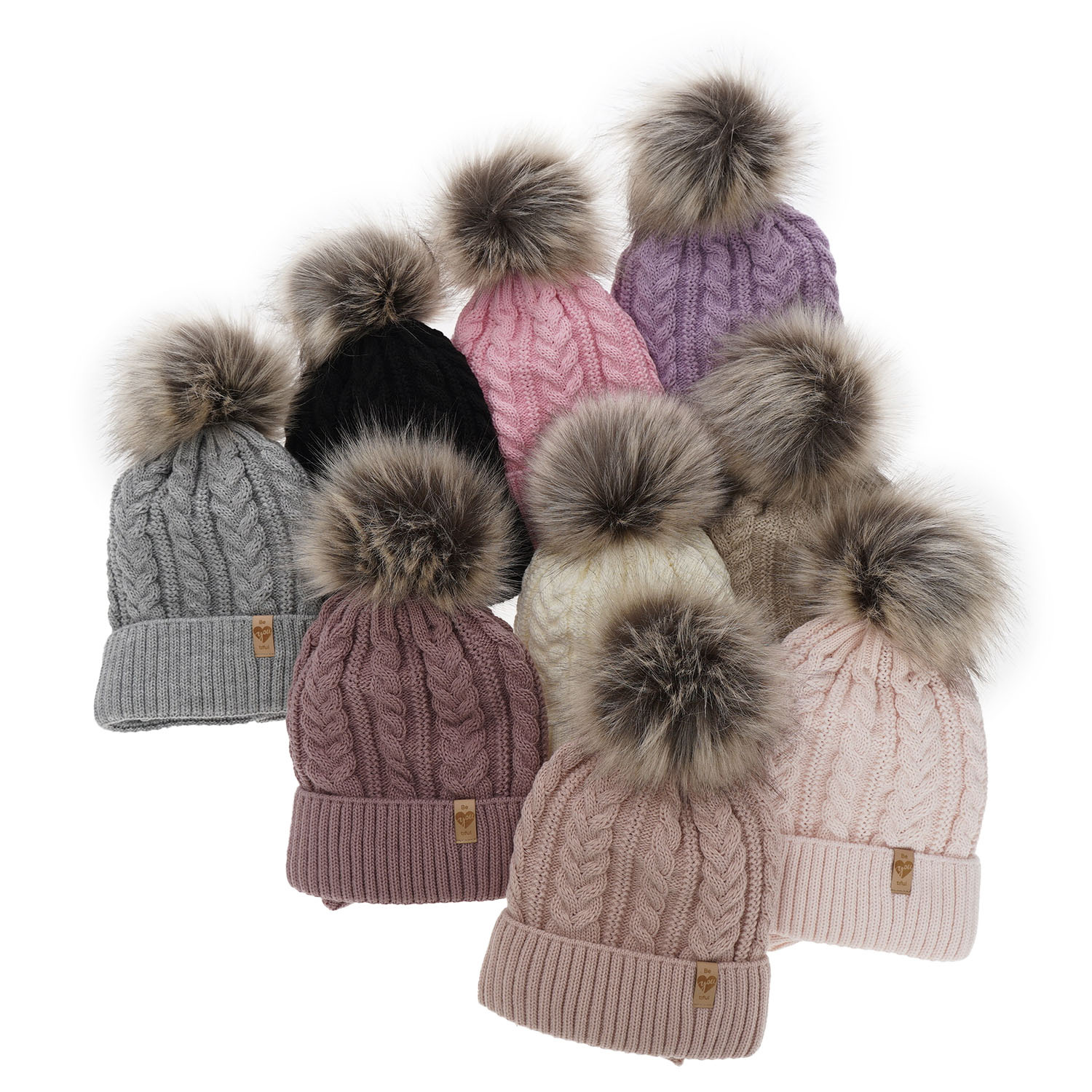 Ensemble d'hiver fille: bonnet et snood, violet, avec pompon, Yoshi