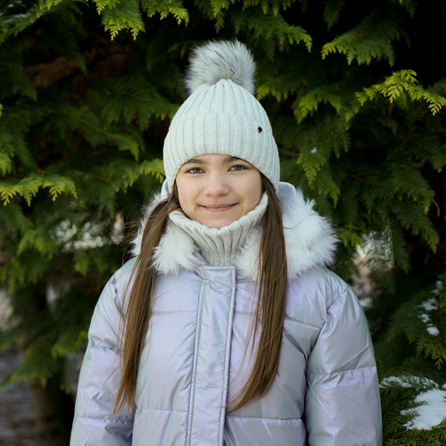 Ensemble d'hiver fille: bonnet et snood, vert émeraude, Wilma