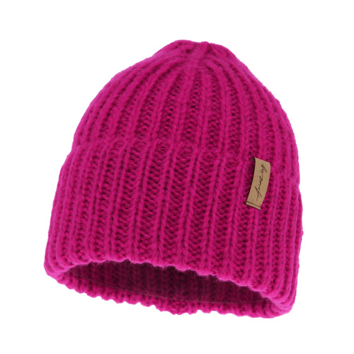 Bonnet d'hiver femme, rose, avec laine mérinos, Caro