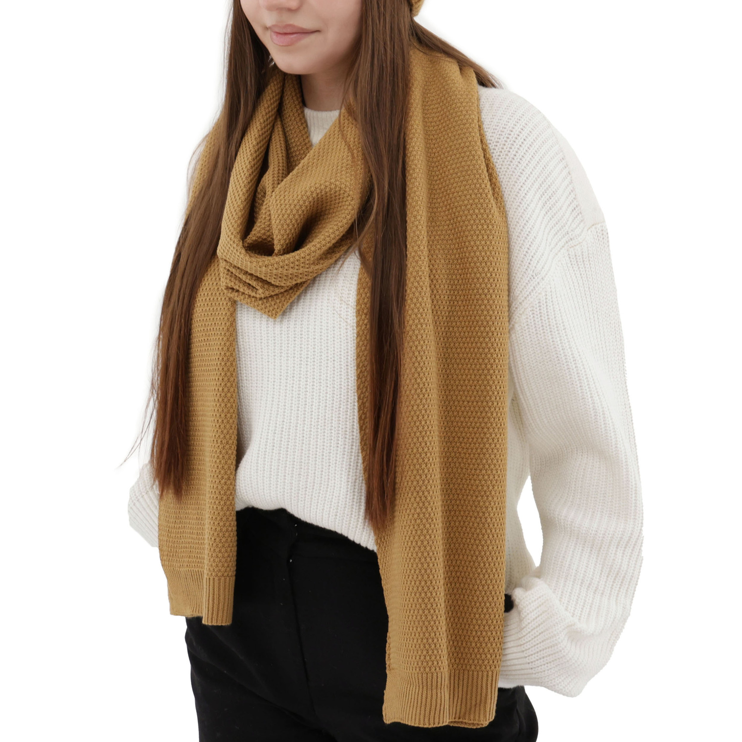 Écharpe d'hiver femme, camel, Agora