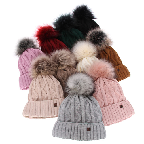 Bonnet d'hiver femme, violet, avec pompon, Renika