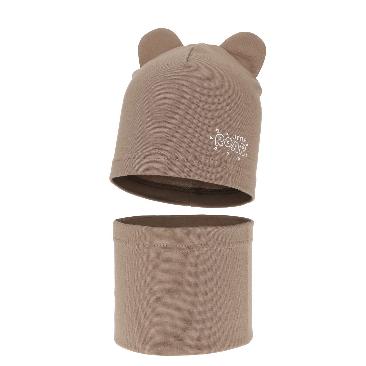 Ensemble automne/printemps garçon: bonnet et snood, brun, Cymes
